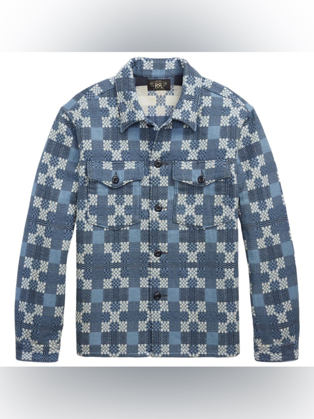 Polo Ralph Lauren RRL Patterned Jacquard Overshirt Blue Multi Men’s Size XXL